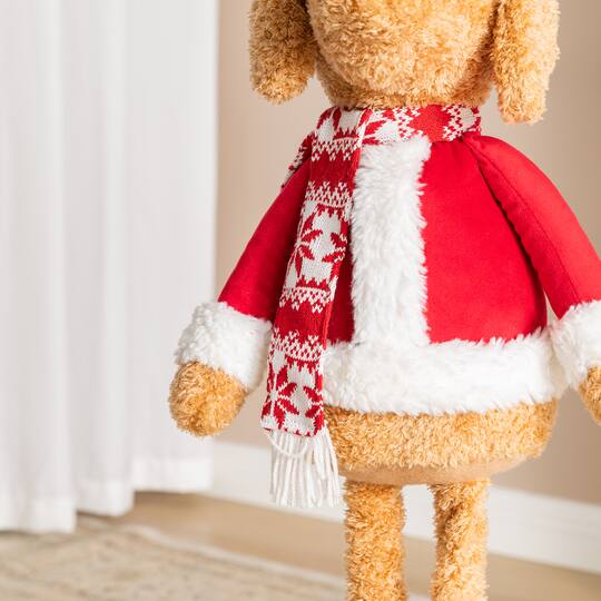 Glitzhome® 17"-33" Telescoping Fabric Christmas Dog Standing Decor